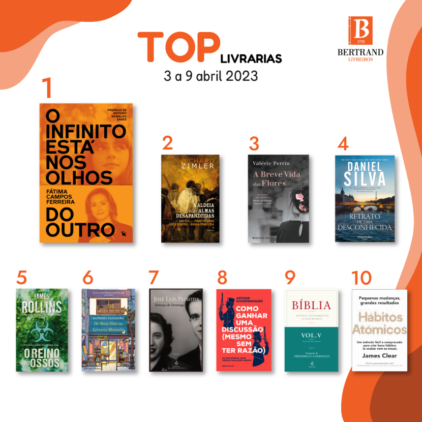Livros em ótimos estado. Top vendas Bertrand: 3 a 9 de abril 2023 - Shopping Cidade