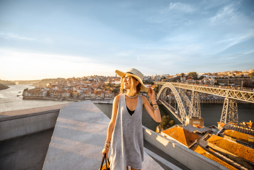 Woman traveling in Porto city